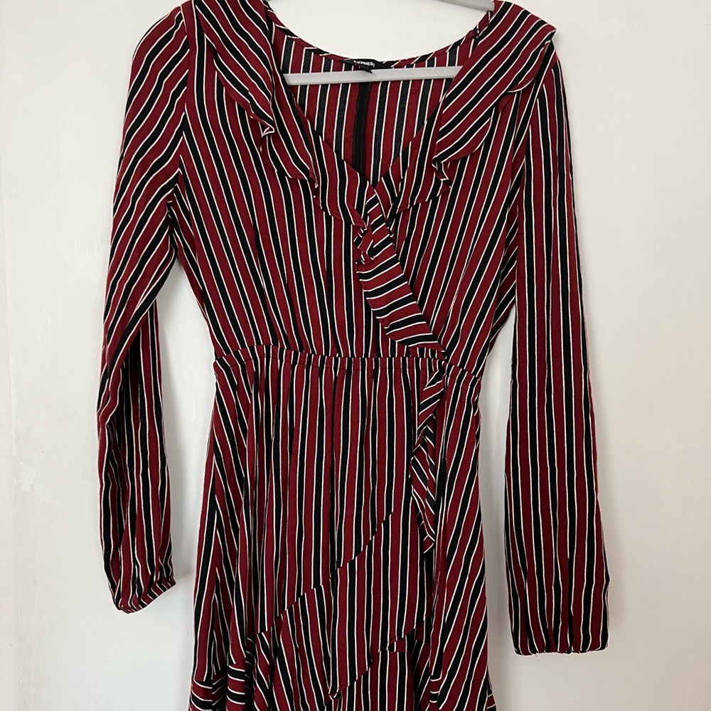 Express Striped Red Black Dress in size S